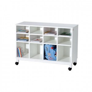 Mueble casillero blanco con ruedas, mobiliario para servicios generales, GP0612500, Material de almacenaje, material escolar infantil.